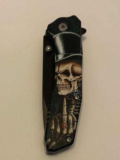 Skull Art Manual Pocket Knives- Brand New In Box Choose Theme