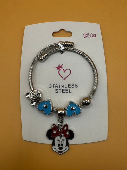 Mickey Mouse Theme Kids Heart Bracelets (Minnie Mouse) - Brand New Choose Color
