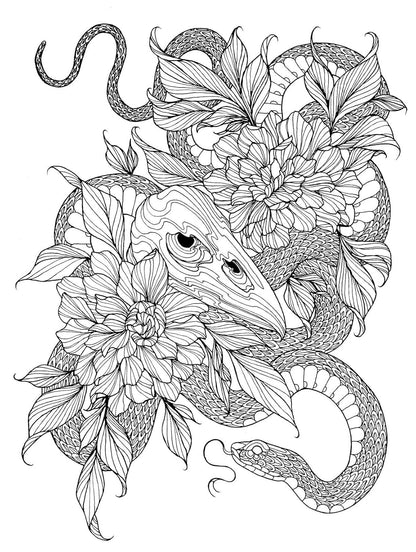 Immortal Ink: A Tattoo 45 Page Coloring Book New