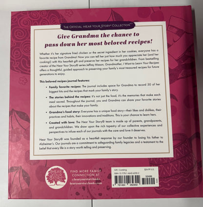 Grandmother, I Want to Learn Your Recipes Journal HardCover New