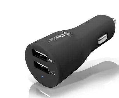 Power Up! USB Plug - 3.4a Dual USB Black Car Charger New