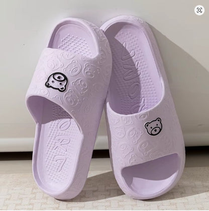 Fashion Unisex Slippers Soft Sole Cartoon Bear Print Slides New Size 10W 8.5M