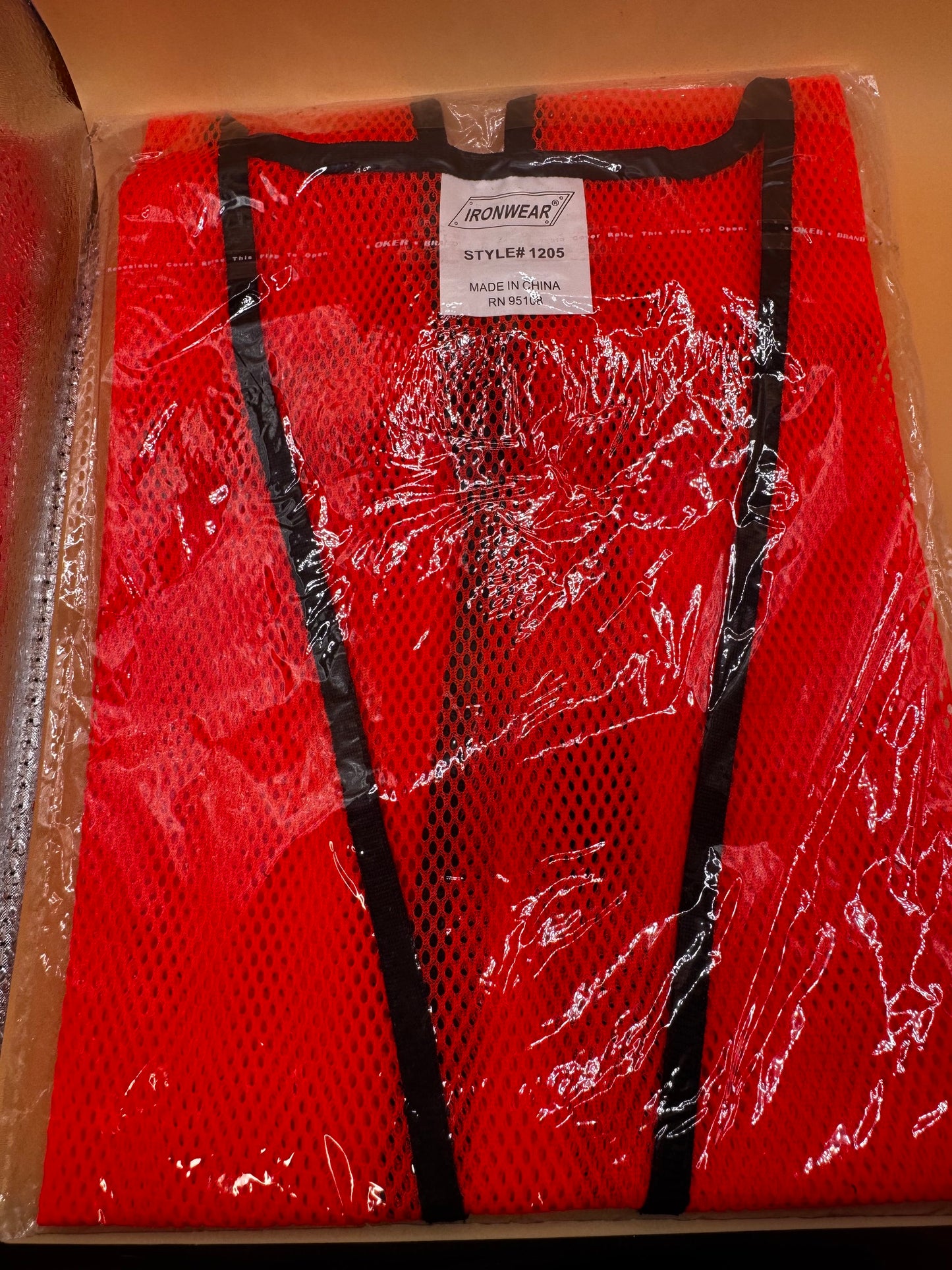 Orange Economy Polyester Mesh Hi Vis Safety Vest w/ Hook & Loop One Size Fit All