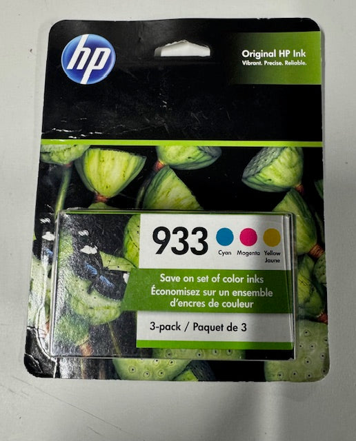 HP 933 Cyan/Magenta/Yellow Standard Yield Ink Cartridge, 3/Pack New