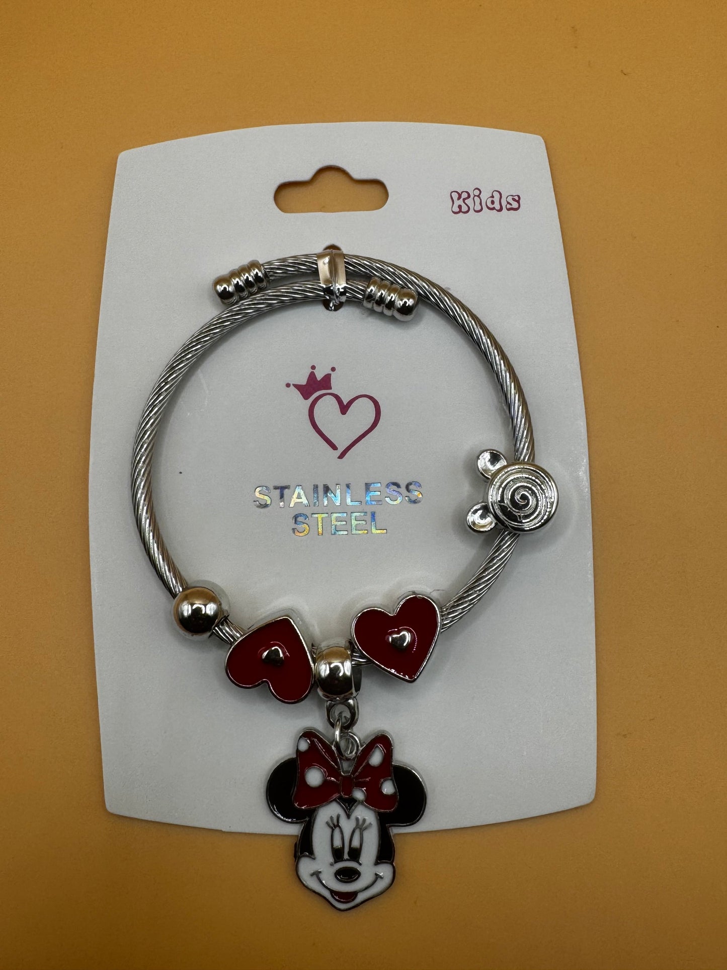Mickey Mouse Theme Kids Heart Bracelets (Minnie Mouse) - Brand New Choose Color