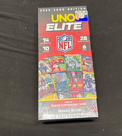 UNO NFL Elite 2025 Core Edition Booster Bundle Card Game w special Deck Packs New