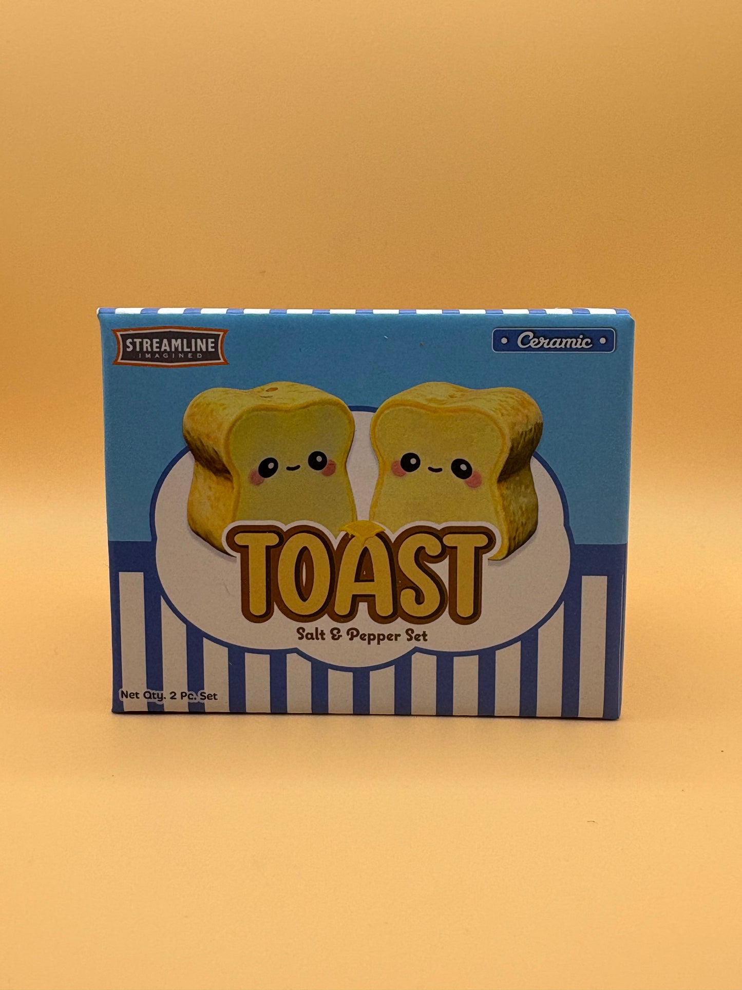 Imagined Toast Salt & Pepper Shakers Set Ceramic New