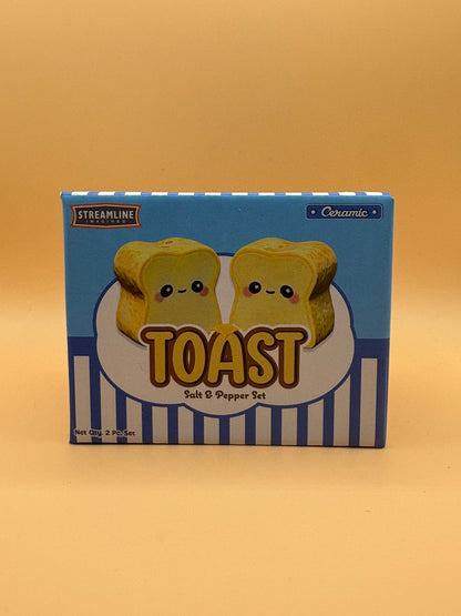 Imagined Toast Salt & Pepper Shakers Set Ceramic New