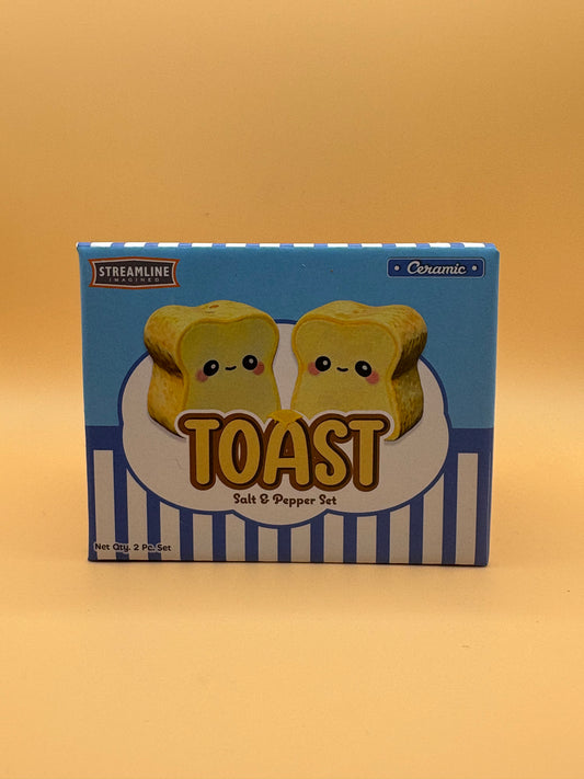 Imagined Toast Salt & Pepper Shakers Set Ceramic New