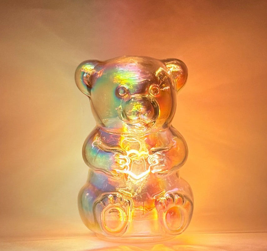 Jelly Bear Glass LED Night Light New 6 In