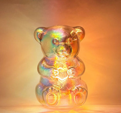 Jelly Bear Glass LED Night Light New 6 In