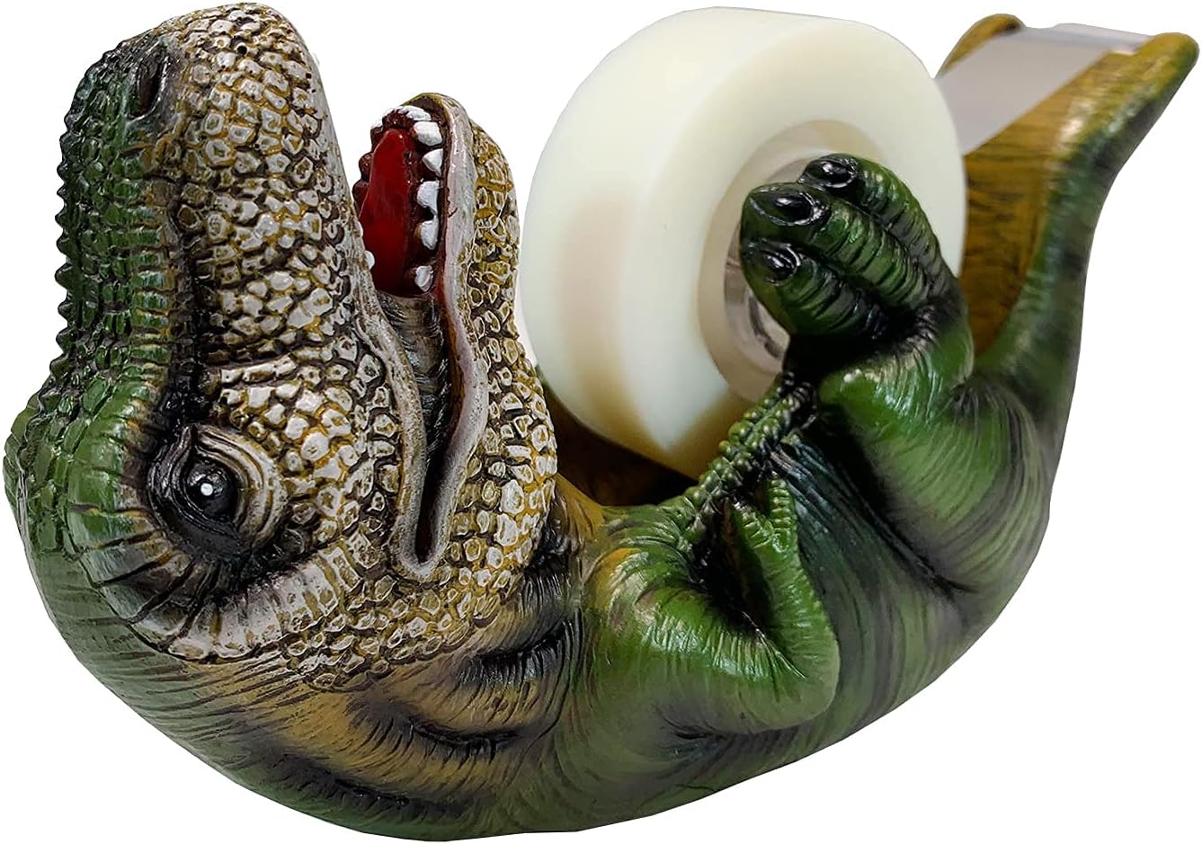 Dinosaur T-Rex Desk Tape Dispenser: New Resin Novelty Office Holder- Green