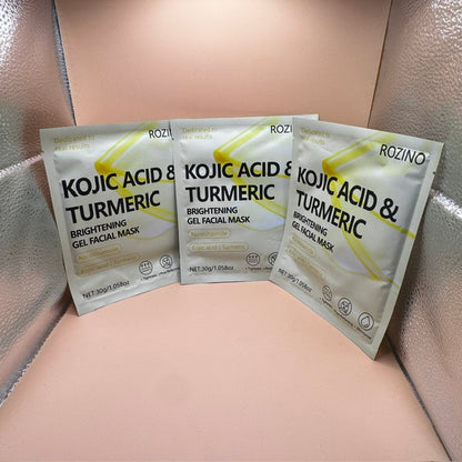 Rozino Kojic Acid & Turmeric Brightening Gel Facial Mask 3 Pack Collagen New