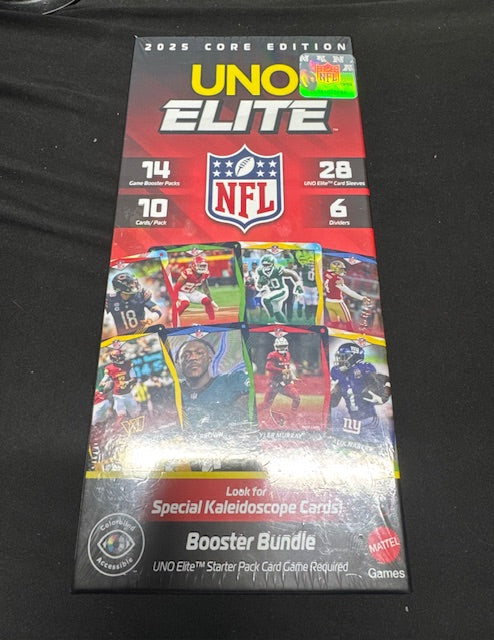 UNO NFL Elite 2025 Core Edition Booster Bundle Card Game w special Deck Packs New