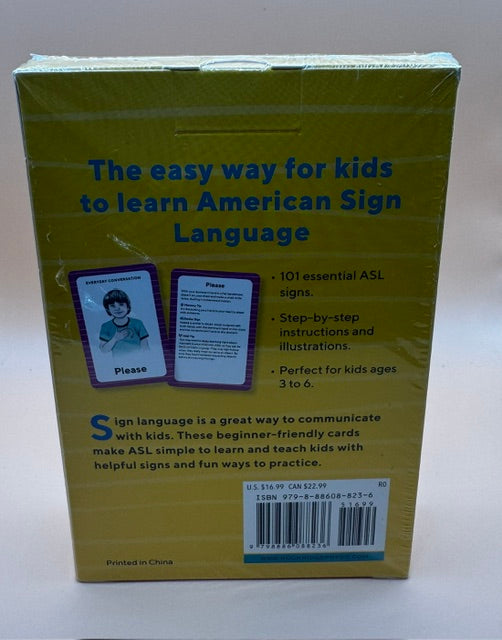 American Sign Language Flash Cards for Kids: 101 Easy ASL Signs New Sealed