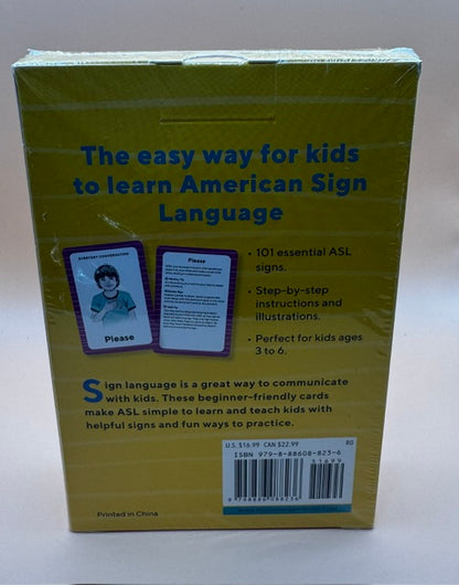 American Sign Language Flash Cards for Kids: 101 Easy ASL Signs New Sealed