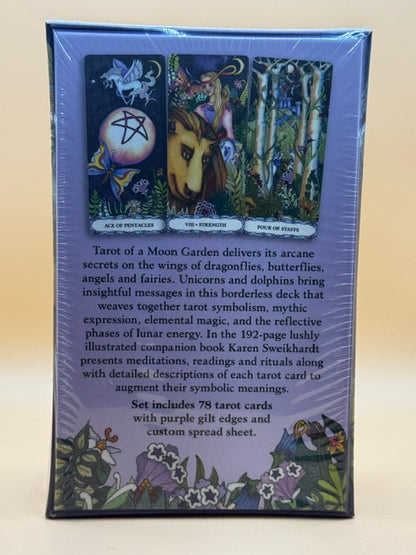 Tarot Of A Moon Garden Borderless Deck & Book Set 78 Purple Gilt-Edged Cards, New