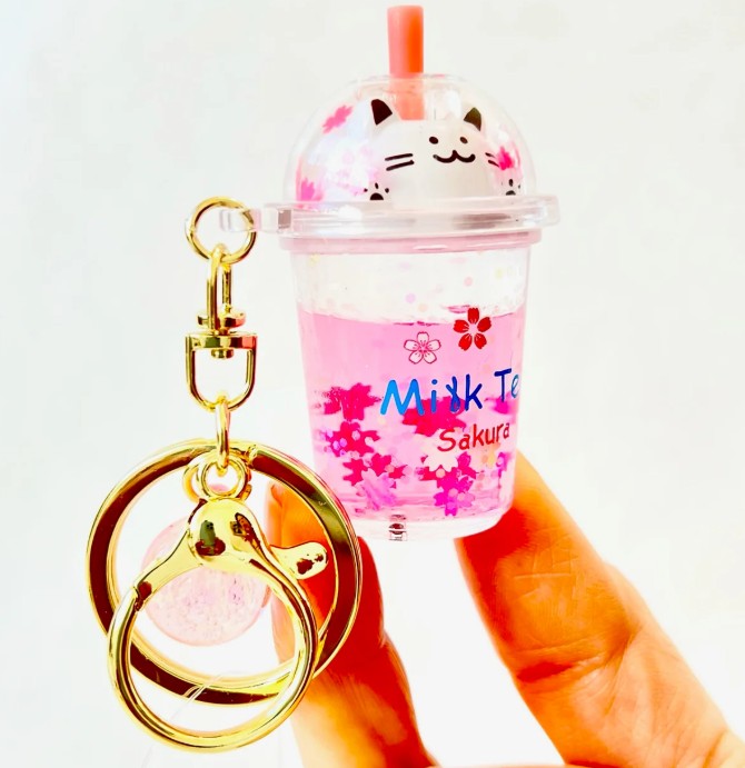 Adorable Kitty Boba Milk Floaty Key Charm – Choose Your Favorite Design