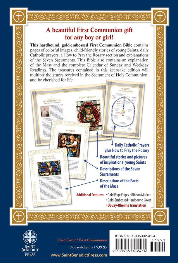 Douay-Rheims First Communion Gift Bible White Gold-Embossed New