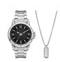 Folio Adult Men's Stainless Steel Silver 45mm 2pc Wristwatch Watch Set New