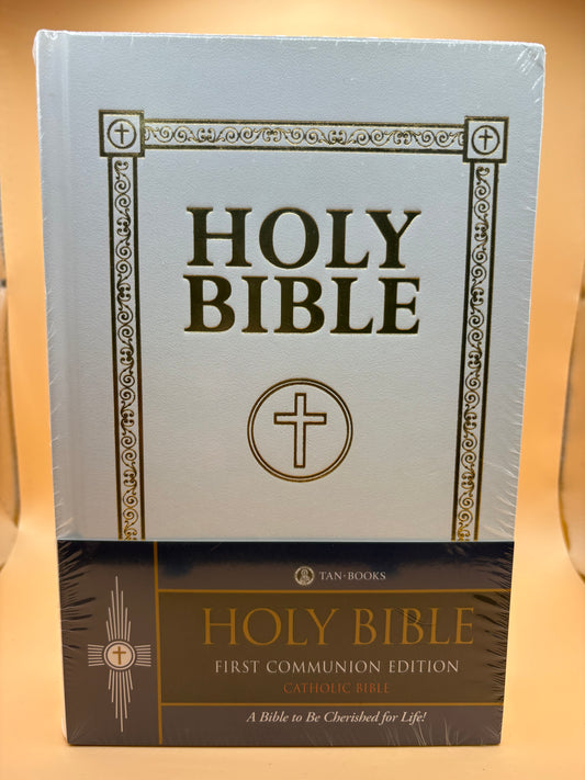Douay-Rheims First Communion Gift Bible White Gold-Embossed New