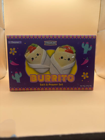 Imagined Burrito Shaped Salt and Pepper Shaker Set! - New
